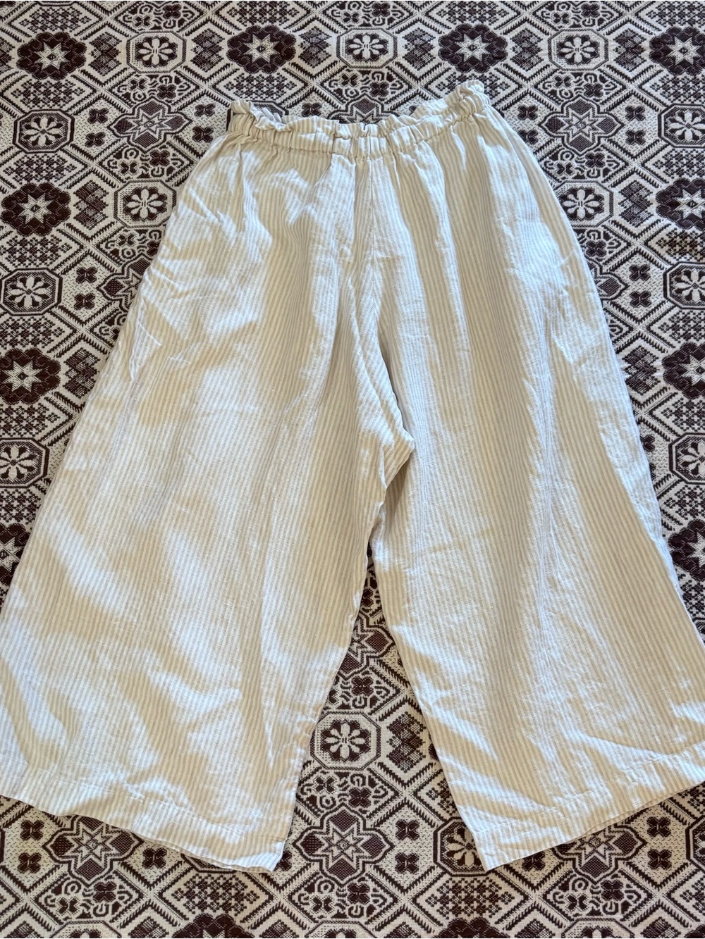 Ozma of California Linen striped wide leg cropped pant - small - Picture 2 of 4